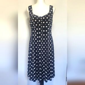 NorthStyle Navy Polkadot Sleeveless Sweetheart Sundress - Small